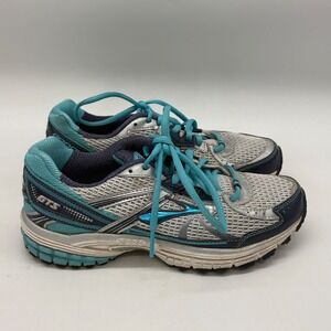 Brooks GTS 13 Womens 7 Silver Light Blue Dark Blue Athletic Running Shoes